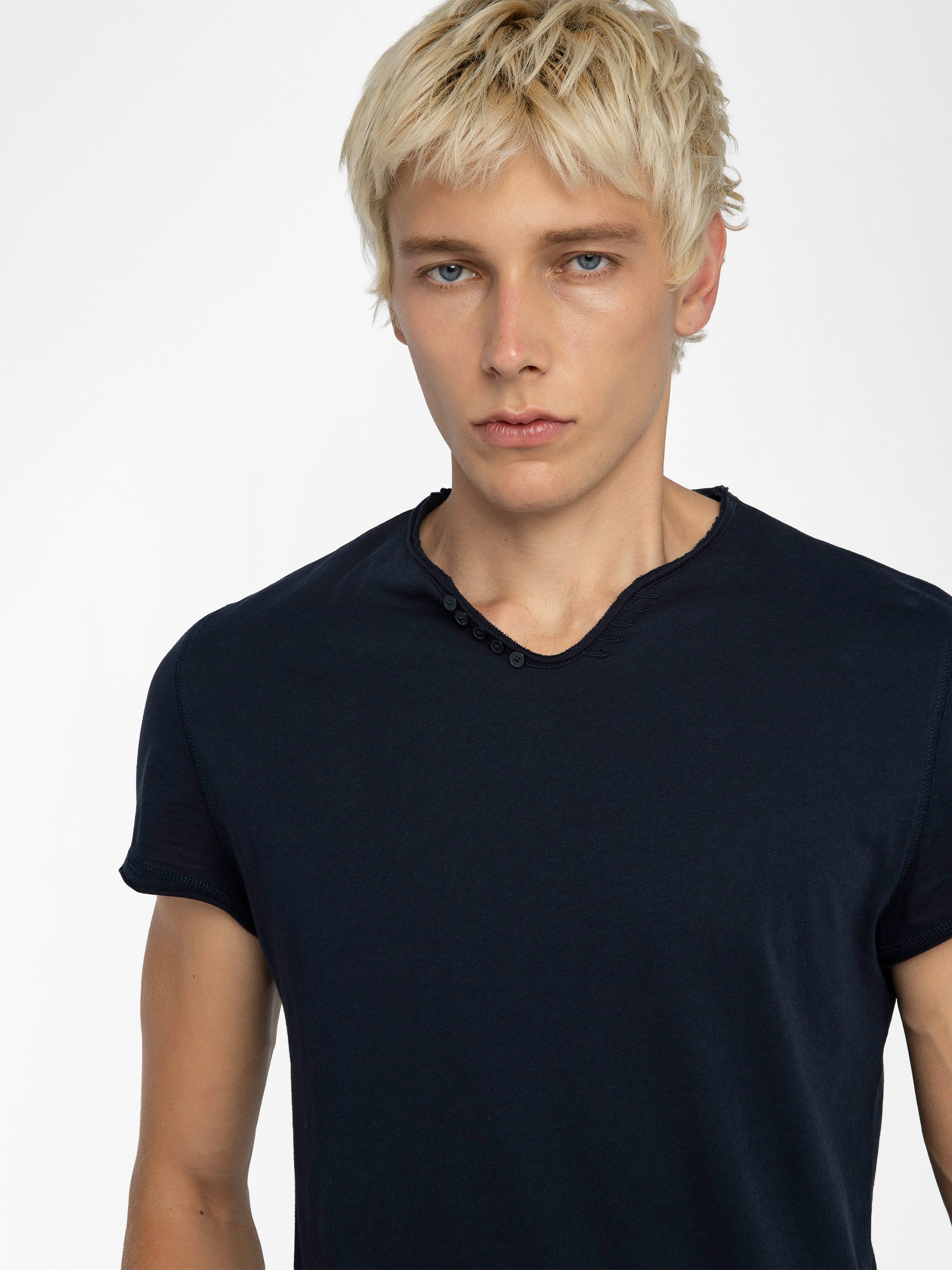Henley-Shirt Monastir - T-Shirt mit tunesischem Kragen aus Baumwolle.